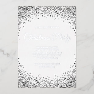 Invitación Con Relieve Metalizado Frontera de purpurina plateada Fiesta de Navidad b