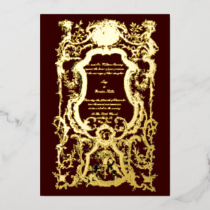 Invitación Con Relieve Metalizado Frontera floral barroca rococó del siglo XVIII con