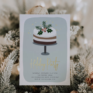 Invitación Con Relieve Metalizado Frosted Holly   Fiesta de vacaciones