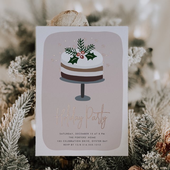 Invitación Con Relieve Metalizado Frosted Holly | Fiesta de vacaciones (Subido por el creador)