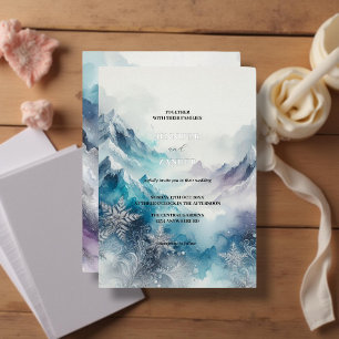Invitación Con Relieve Metalizado Frosty Elegance Moderno acuarela Icy Plata