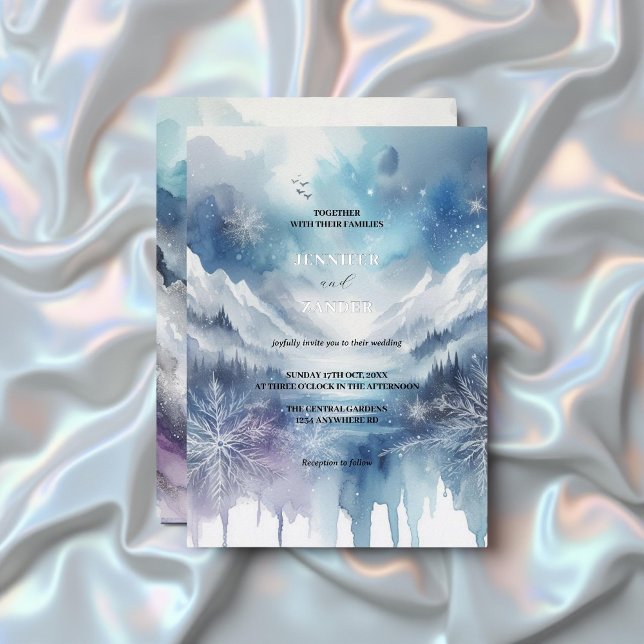 Invitación Con Relieve Metalizado Frosty Elegance Moderno acuarela Icy Plata (Subido por el creador)