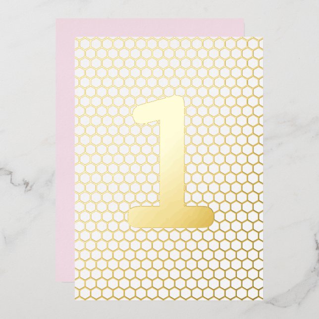 Invitación Con Relieve Metalizado Fun Personalizado moderno oro presento cumpleaños (Anverso/Reverso)