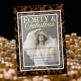 Invitación Con Relieve Metalizado Fun Tortoise Shell Birthday Forty and Fabulous