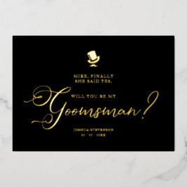 Invitación Con Relieve Metalizado Funny Wedding Groomsman Minimalist Proposal Card