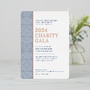 Invitación Con Relieve Metalizado GALÁ BAILABLE evento moderno elegante azul marino 