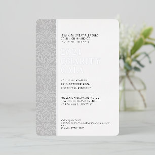 Invitación Con Relieve Metalizado GALA BALL elegante evento moderno plata negra