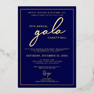 Invitación Con Relieve Metalizado Gala Benéfica Evento de Recaudación de Fondos Eleg