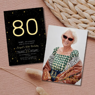 Invitación Con Relieve Metalizado Gala de cumpleaños elegante de galaxia negro oro