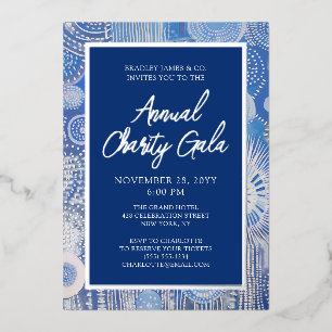 Invitación Con Relieve Metalizado Gala de la fiesta del evento de caridad de acuarel