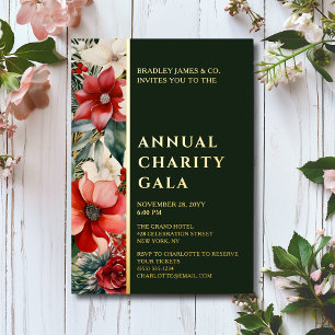 Invitación Con Relieve Metalizado Gala de la fiesta del evento de caridad floral de