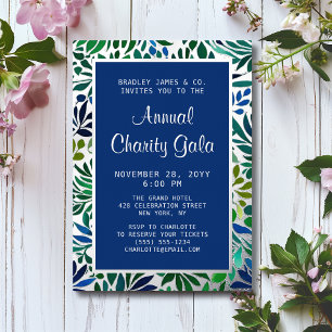 Invitación Con Relieve Metalizado Gala de la fiesta del evento de caridad floral de
