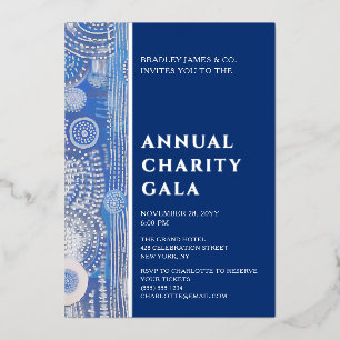 Invitación Con Relieve Metalizado Gala de la fiesta del evento de caridad floral de