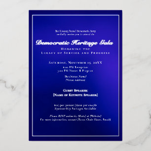 Invitación Con Relieve Metalizado Gala de la Herencia Demócrata 2025 de recaudación