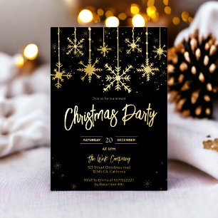 Invitación Con Relieve Metalizado gala de nieve de oro elegante navidad corporativa