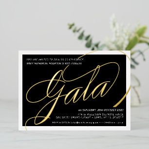 Invitación Con Relieve Metalizado GALÁ DE RECAUDACIÓN DE FONDOS caligrafía elegante