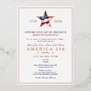 Invitación Con Relieve Metalizado Gala de recaudación de fondos del aniversario patr