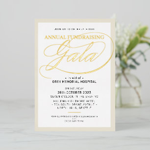 Invitación Con Relieve Metalizado GALÁ DE RECAUDACIÓN DE FONDOS guión para evento el