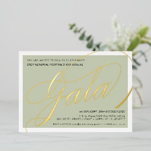 Invitación Con Relieve Metalizado GALAS DE RECAUDACIÓN DE FONDOS caligrafía elegante