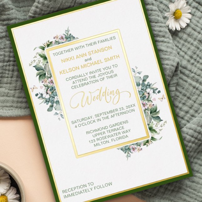 Invitación Con Relieve Metalizado Garden Wedding Elegant Foil Invitation (Subido por el creador)