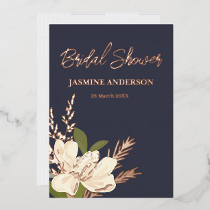 Invitación Con Relieve Metalizado Gardenia Floral Bouquet Garden Bridal Shower