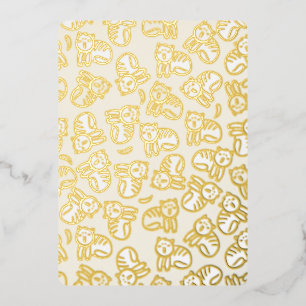 Invitación Con Relieve Metalizado Gatos más plátanos