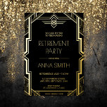 Invitación Con Relieve Metalizado Gatsby Art Deco Negro y Fiesta de Jubilación de Or<br><div class="desc">Nuestra Gran Invitación a la Fiesta de Jubilación inspirada en Gatsby es la elección perfecta para una moda y elegante celebración de su retiro. Inspirada por los suntuosos fiestas y el estilo opulento del Gran Gatsby, esta invitación presenta un diseño elegante y sofisticado, con elegantes acentos de Relieve metalizado dorado...</div>