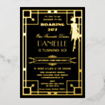 Invitación Con Relieve Metalizado Gatsby Art Deco Roaring 20s 30th Birthday Real<br><div class="desc">Personalice esta invitación de Relieve metalizado real de lujo de arte vintage de Gran Gatsby con el tema de los años 20, fiesta de 30 años, fácil y rápidamente, simplemente pulse el botón Editar Usar Herramienta de diseño para reorganizar y formatear el estilo y la ubicación del texto. Todo el...</div>