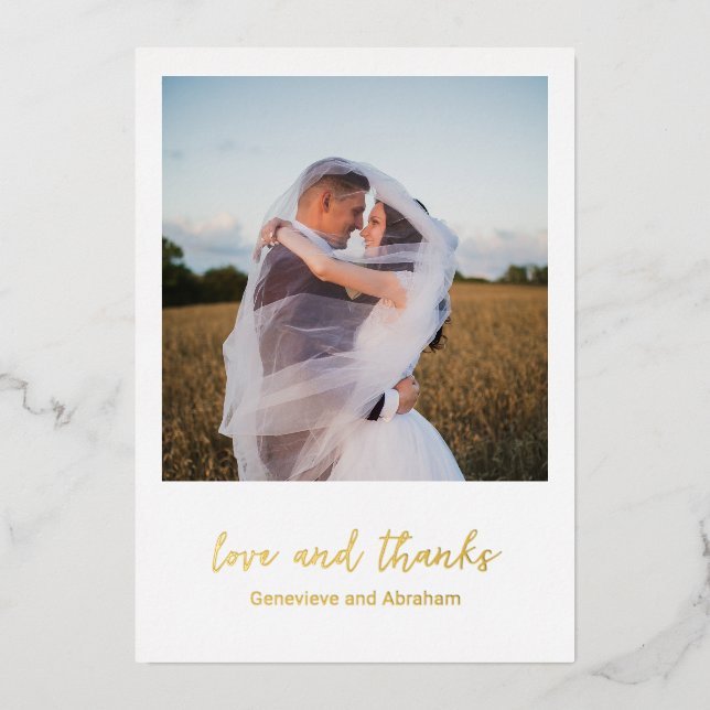 Invitación Con Relieve Metalizado Genevieve Photo Modern Boda (Anverso)