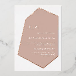 Invitación Con Relieve Metalizado Geo Gem minimalista Dusty Boda Rosa Rosa Oro