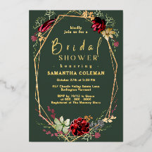 Geometric Boho Wildflower Dark Green Bridal Shower