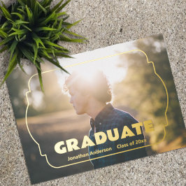 Invitación Con Relieve Metalizado Geometric Frame Photo Graduation Announcement