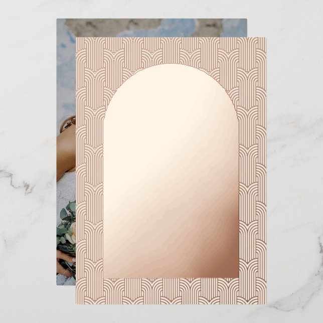 Invitación Con Relieve Metalizado Geométrica de foto boda (Anverso/Reverso)