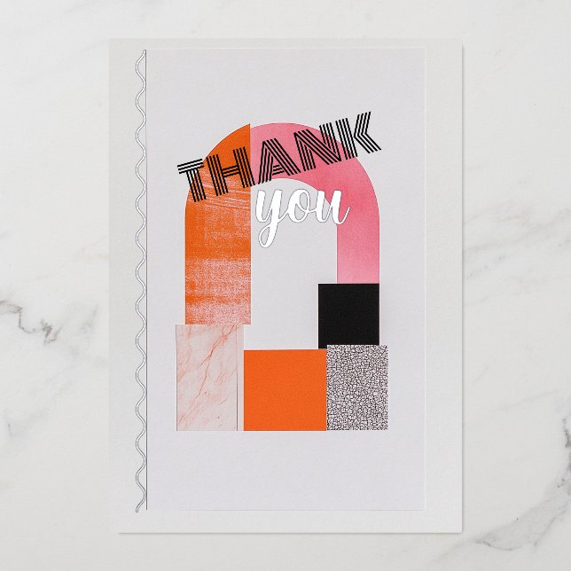 Invitación Con Relieve Metalizado Geométrica moderna, Gracias (Anverso)