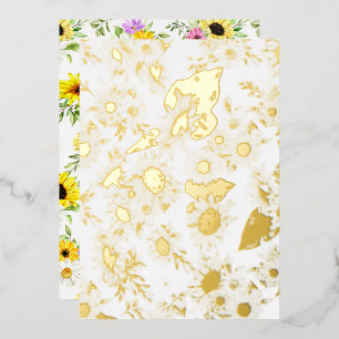 Invitación Con Relieve Metalizado Girasol al acuarela 7