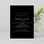 Invitación Con Relieve Metalizado Glam 21st Birthday Fiesta Script Black Real<br><div class="desc">Glam 21st Birthday Fiesta Script Black. Relieve metalizado real para 20 primeros en oro,  oro rosa o plata para un toque elegante. El Twenty First presenta un estilo moderno de escritura a mano. Personaliza fácilmente el resto del texto a tu propia persona.</div>