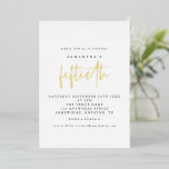 Invitación Con Relieve Metalizado Glam 50th Birthday Party Script White Real<br><div class="desc">Glam 50th Birthday Party Script White. Relieve metalizado real por cincuenta en oro,  oro rosa o plata para un toque elegante. El cincuenta es un estilo moderno de escritura a mano. Personaliza fácilmente el resto del texto a tu propia persona.</div>