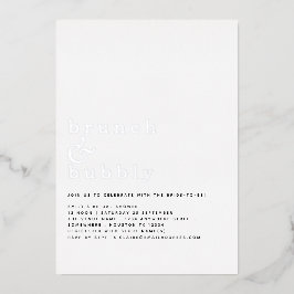 Invitación Con Relieve Metalizado Glam Brunch Bubbly Bridal Shower Real