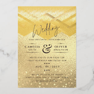 Invitación Con Relieve Metalizado Glam de código QR Boda todo en 1 de RELIEVE METALI