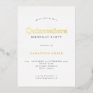 Invitación Con Relieve Metalizado Glam Quinceañera Cumpleaños Real