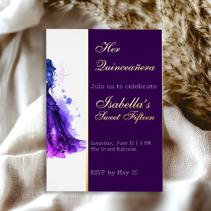 Invitación Con Relieve Metalizado Glamour Gótico Quinceañera