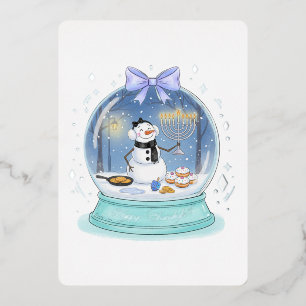 Invitación Con Relieve Metalizado Globo de nieve de Janucá