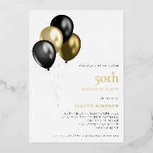 Globos Negros de Oro Elegantes para Cumpleaños 50