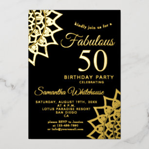 Invitación Con Relieve Metalizado Gold Black Fabulous Invitación al Relieve metaliza