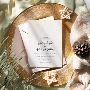 Invitación Con Relieve Metalizado Gold Confetti Casual Boda Gold