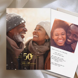 Invitación Con Relieve Metalizado Gold floral embellished 50th Wedding Anniversary