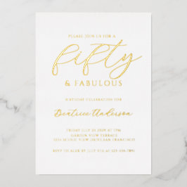 Invitación Con Relieve Metalizado Gold Foil 50 and Fabulous