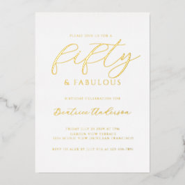 Invitación Con Relieve Metalizado Gold Foil 50 and Fabulous