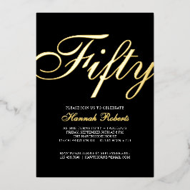 Invitación Con Relieve Metalizado Gold Foil Fifty and Fabulous 50th Birthday Party 