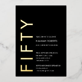 Invitación Con Relieve Metalizado Gold Foil Fifty and Fabulous 50th Birthday Party